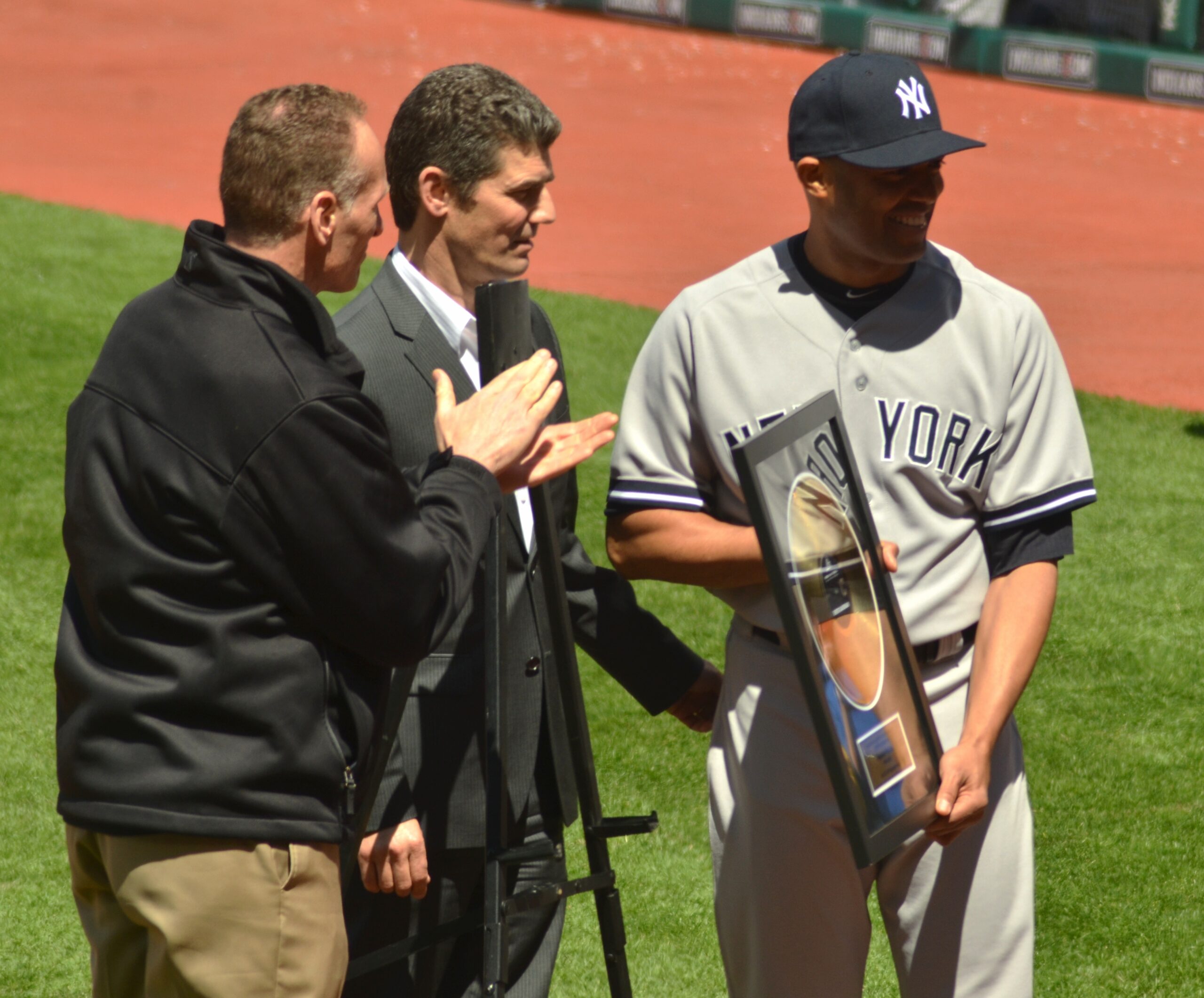 Mark Shapiro presents Mariano Rivera with Enter Sandman gold record.jpg