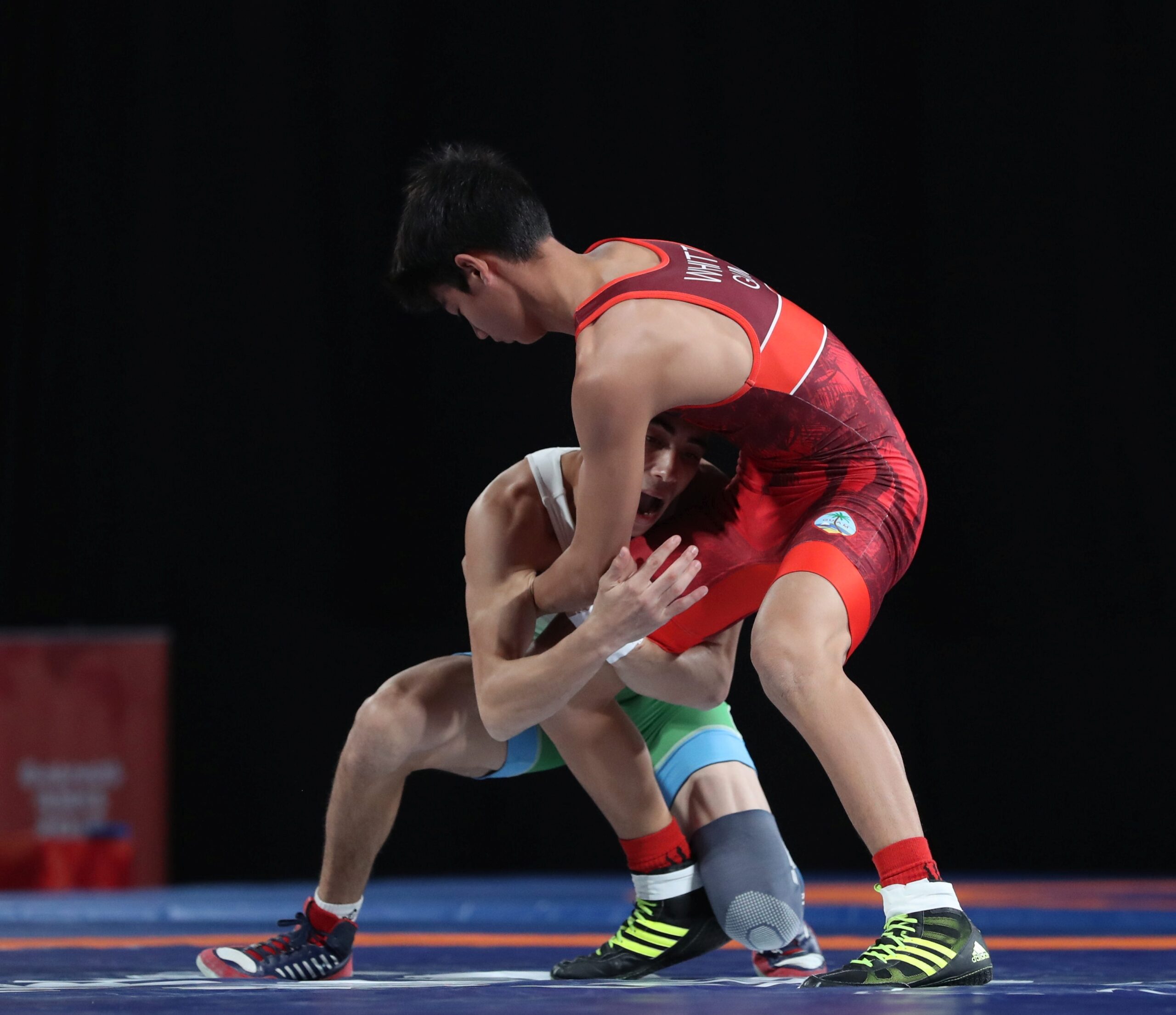 2018-10-14 Wrestling Boys' freestyle 55 kg at the 2018 Summer Youth Olympics – Group A – GUM-ALG (Martin Rulsch) 04.jpg